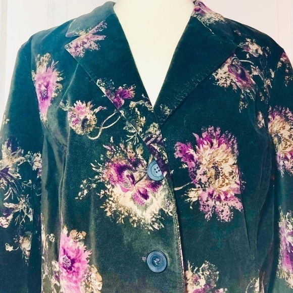 J. Jill Floral Chocolate Brown Velvet Work Blazer - Picture 8 of 8